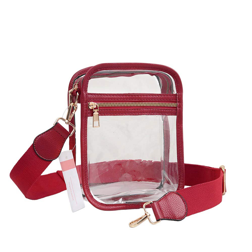 Burgundy Solid Faux Leather Transparent Rectangle Crossbody Bag is sophisticated and stylish. Crafted with durable, high-quality faux leather, it features a transparent rectangular shape for a chic look. Carry it to your next dinner date or social event to add a touch of elegance. Perfect Gift for fashion enthusiasts.