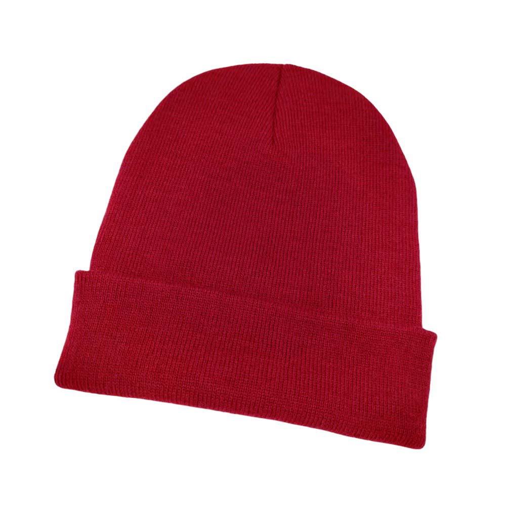 Burgundy Solid Knit Beanie Hat, Stay warm and stylish with this classic piece. Made from high-quality yarn, this beanie is designed to keep you comfortable in colder weather conditions. Its snug fit provides optimal heat retention to keep you insulated. Available in a range of colors, this beanie is perfect for winter weather.