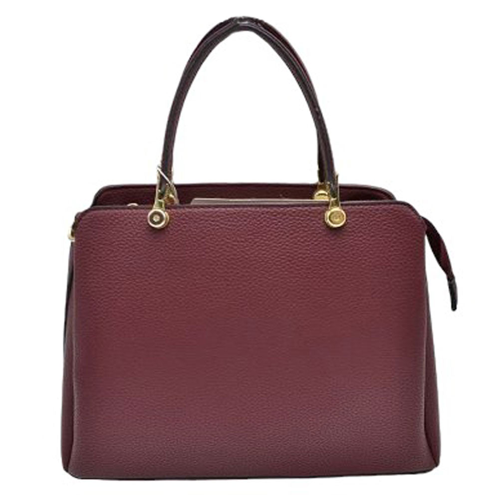 Burgundy Textured Faux Leather Top Handle Tote Bag, is designed with state-of-the-art faux leather. It features a textured design and a comfortable top handle for easy carrying. Its spacious interior allows you to carry your everyday necessities in style. Perfect for any occasion or everyday use making it a great gift choice.