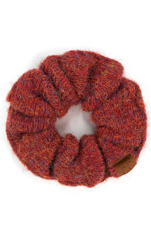 C.C Multi Yarn Knit Solid Color Soft Scrunchies - Burnt Orange