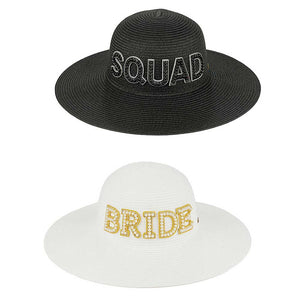 C.C Bride & Squad Pearls Wide Brim Sun Hat, keep your styles on even when you are participating in the bride squad at weddings. Large, comfortable, and perfect for keeping the sun off of your face, neck, and shoulders. These beautiful bride & squad pearls wide-brim sun hats will be perfect for any wedding ceremony. 