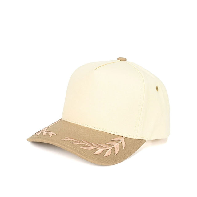 Beige The C.C Captain Oak Leaves Embroidered Trucker Hat Baseball Cap features detailed oak leaf embroidery for a distinctive, outdoors-inspired look. Designed with a breathable mesh back and adjustable snap closure, it offers lightweight comfort and a customizable fit for everyday wear.