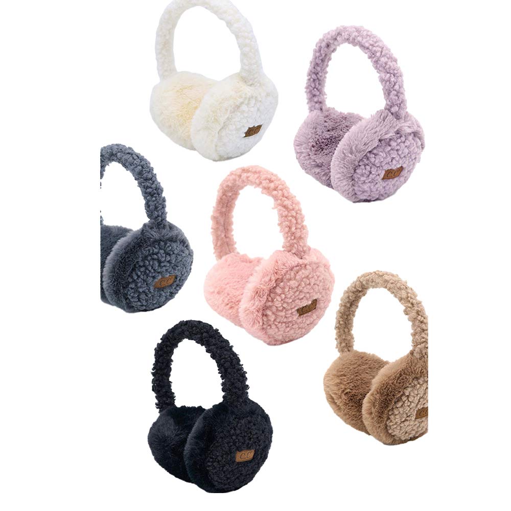 C.C Faux Fur Sherpa Earmuffs. Stay warm and stylish with these. Crafted with quality faux fur and Sherpa on the inside for ultimate comfort, these earmuffs provide superior insulation and protection from the cold. Their classic and timeless design allows them to easily match with any outfit.