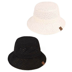 C.C Lace Pattern Bucket Hat, keep your styles on even when you are relaxing at the pool or playing at the beach. Large, comfortable, and perfect for keeping the sun off of your face, neck, and shoulders. Perfect summer, beach accessory. Ideal for travelers who are on vacation or just spending some time in the great outdoors. 