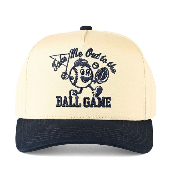 Multi C.C “Take Me Out to the Ball Game” Letter Embroidered Two-Tone Trucker Hat Baseball Cap features playful embroidered lettering with a sporty two-tone design, perfect for game days and casual outings. The classic trucker silhouette offers breathable comfort and an adjustable fit for all-day wear.