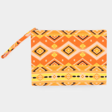 Madeline Love Yellow Tribal Patterned Pouch Clutch Bag - Bags & Wallets