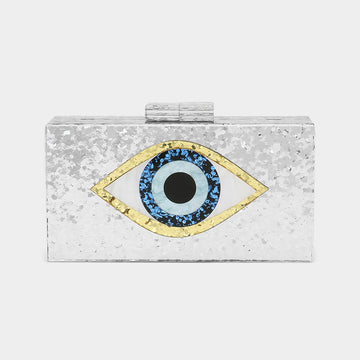 Madeline Love Silver Glittered Evil Eye Clutch Crossbody Bag - Bags & Wallets
