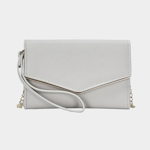 Envelope Wallet on Chain Wristlet Clutch / Crossbody Bag - Gray