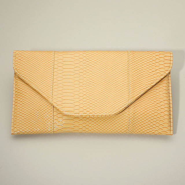 Madeline Love Yellow Snake Skin Patterned Envelope Clutch / Shoulder Bag - Bags & Wallets