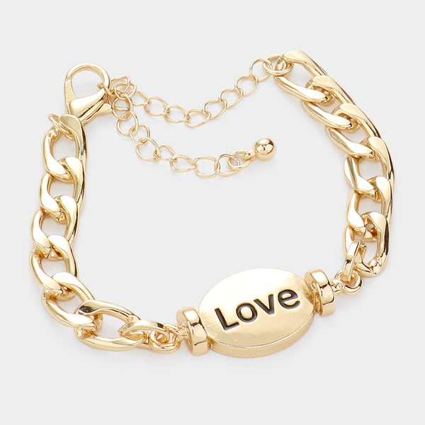 LOVE Metal Oval Message Charm Bracelet