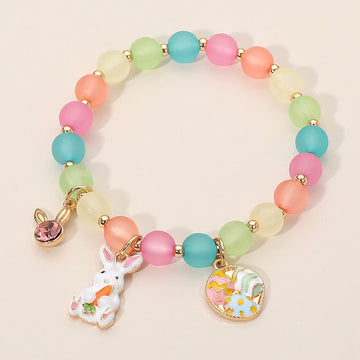 Madeline Love Gold, Multi Easter Bunny Egg Basket Charm Beaded Stretch Bracelet - Bracelets