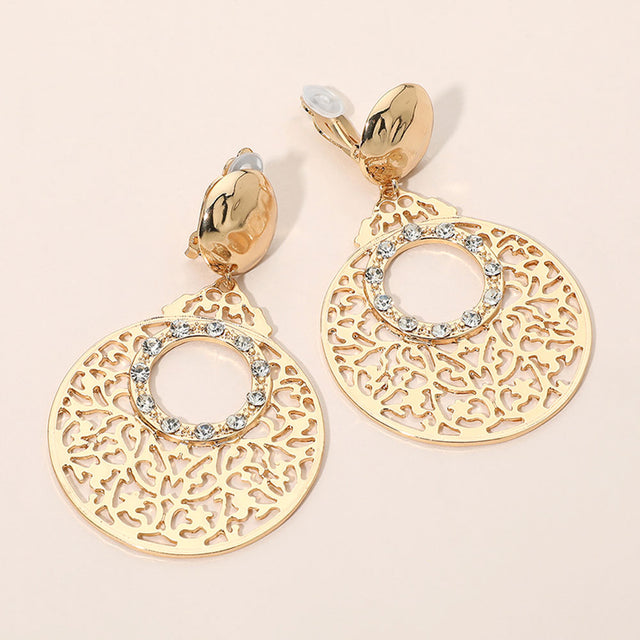 Madeline Love Gold Elegant Filigree Circle Drop Clip On Earrings