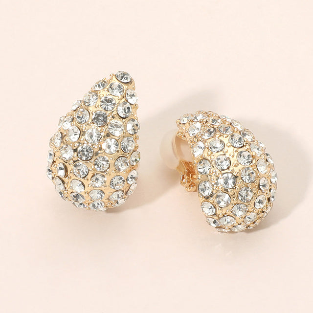Madeline Love Gold Rhinestone Pave Teardrop Clip On Earrings
