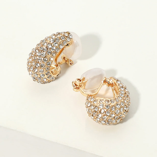 Madeline Love Gold Rhinestone Pave Teardrop Clip On Earrings