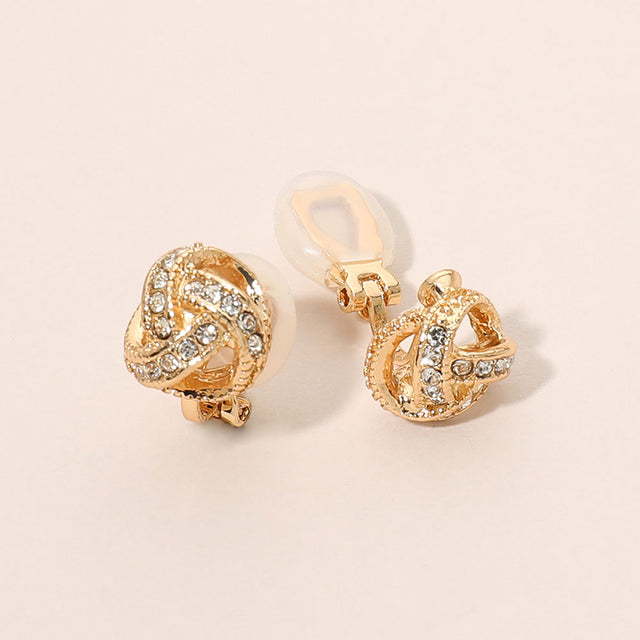 Madeline Love Gold Rhinestone Pave Knot Clip On Earrings