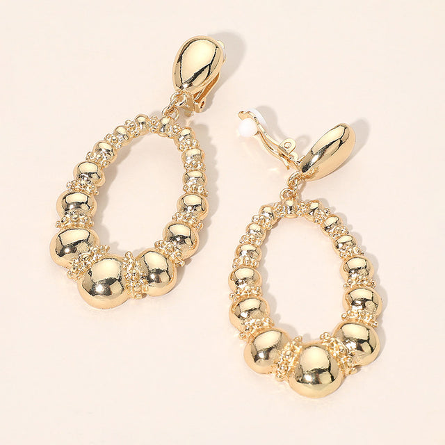 Madeline Love Gold Bold Beaded Teardrop Clip On Earrings