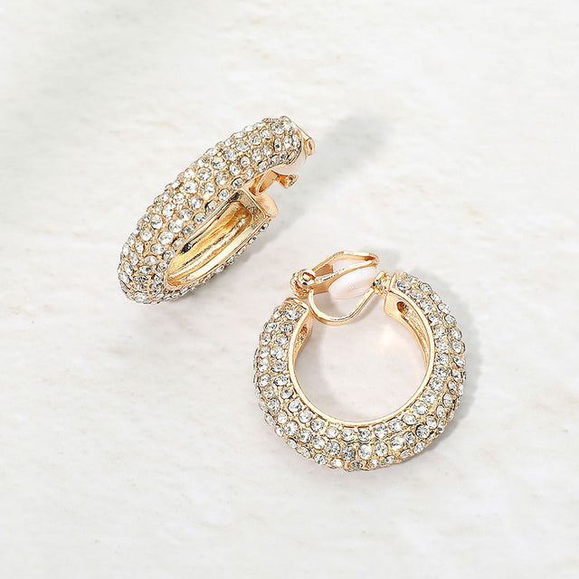 Madeline Love Gold Rhinestone Pave Hoop Clip On Earrings