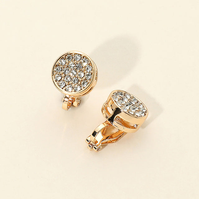 Madeline Love Clear, Gold Crystal Cluster Round Clip On Earrings
