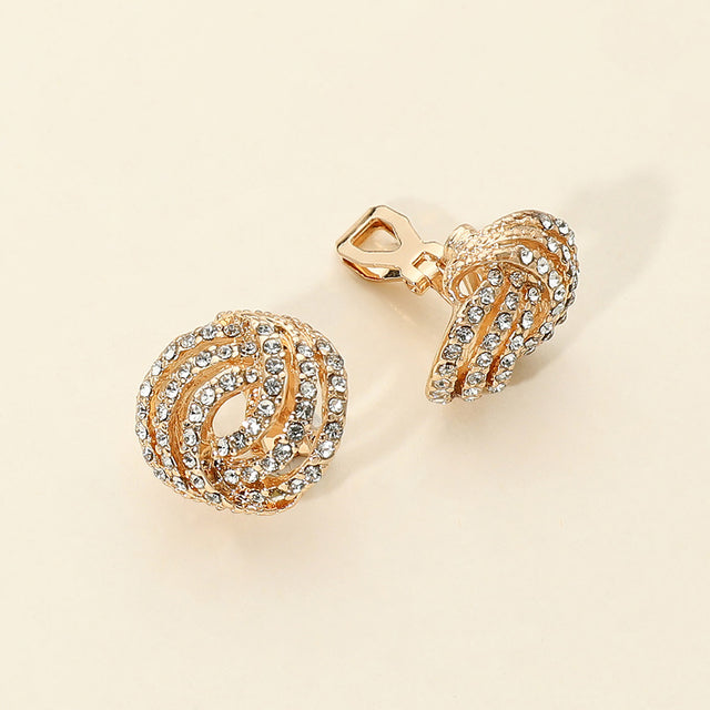 Madeline Love Clear, Gold Crystal Swirl Round Clip On Earrings