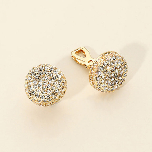 Madeline Love Clear, Gold Crystal Round Medallion Clip On Earrings