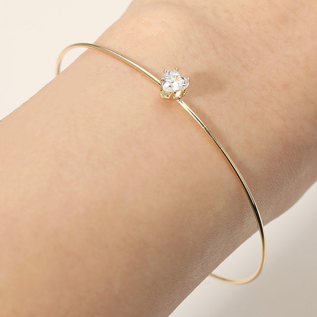 Madeline Love Gold SECRET BOX_Minimal Heart Stone Cluster Accent Cuff Bracelet - Hair Accessories