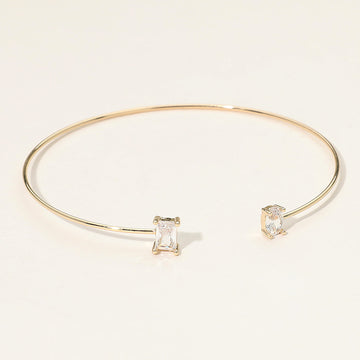 Madeline Love Gold SECRET BOX_Minimal Rectangular Oval Stone Cluster Tip Cuff Bracelet - Jewelry