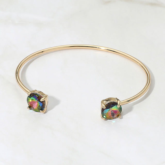 Madeline Love Vitrail Medium Faceted Round Stone Cluster Tip Cuff Bracelet