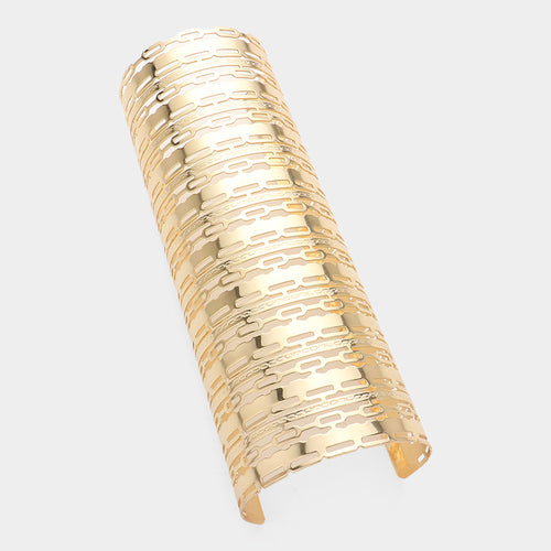 Textured Metal Cutout Arm Cuff Bracelet - Gold