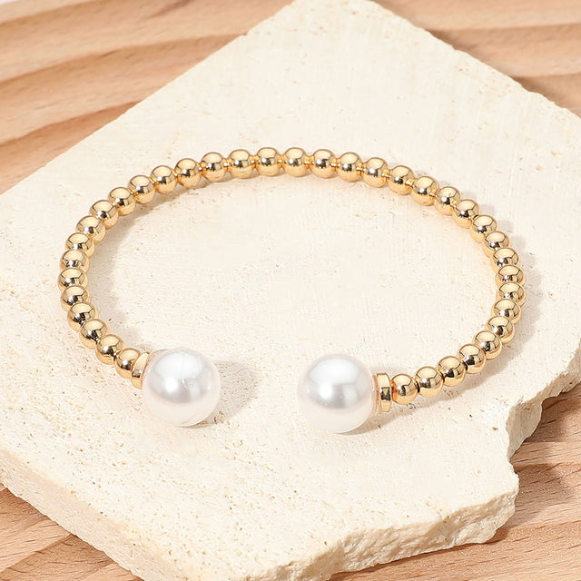 Madeline Love Gold Pearl Tip Beaded Cuff Bracelet