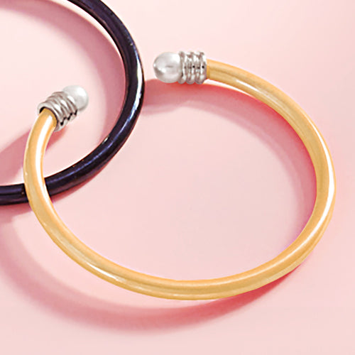 Pearl Tip Cuff Bracelet - Gold, Silver