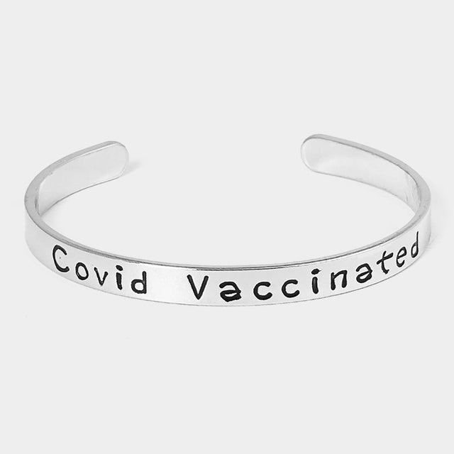 Madeline Love Rhodium Covid Vaccinated White Gold Dipped Message Bracelet - Bracelets