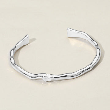 Madeline Love Rhodium Sculptural Metal Organic Form Cuff Bracelet - Bracelets