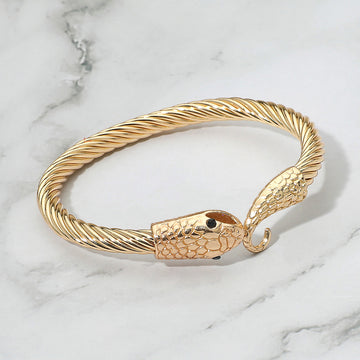 Madeline Love Gold Snake Head Twisted Cuff Bracelet - Bracelets