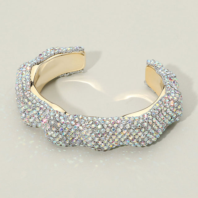 Madeline Love AB Textured Rhinestone Evening Cuff Bracelet