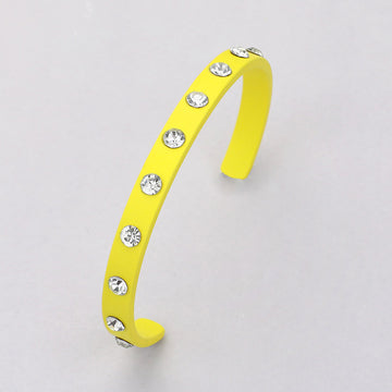 Madeline Love Yellow Round Stone Embellished Colored Cuff Bracelet - Bracelets