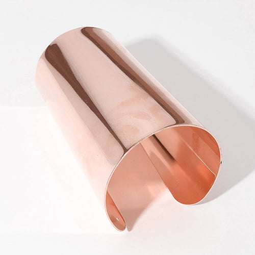 Wide Metal Armor Cuff Bracelet - Rose Gold