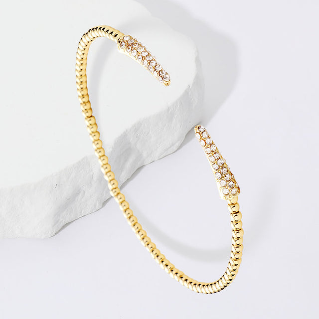 Madeline Love Gold Rhinestone Embellished Detail Metal Ball Cuff Bracelet