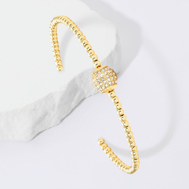 Madeline Love Gold Stone Embellished Ball Cuff Bracelet