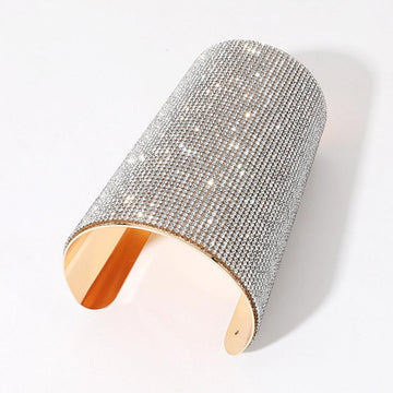 Madeline Love Clear, Gold Wide Rhinestone Paved Arm Cuff Bracelet - Body Jewelry