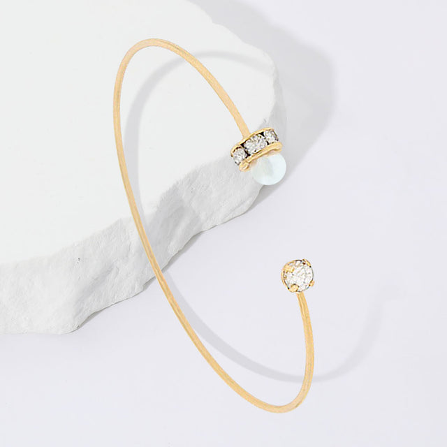 Madeline Love Gold Brass Metal Pearl Stone Tip Cuff Bracelet