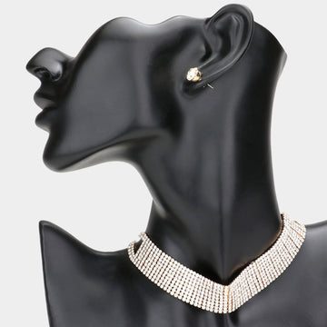 Madeline Love Gold Rhinestone Pave Choker Necklace - Necklaces