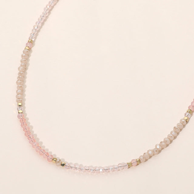 Madeline Love Gold, Pink Faceted Beaded Choker Necklace