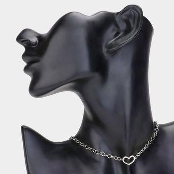 Madeline Love Rhodium Heat Metal Pointed Chain Choker Necklace - Necklaces