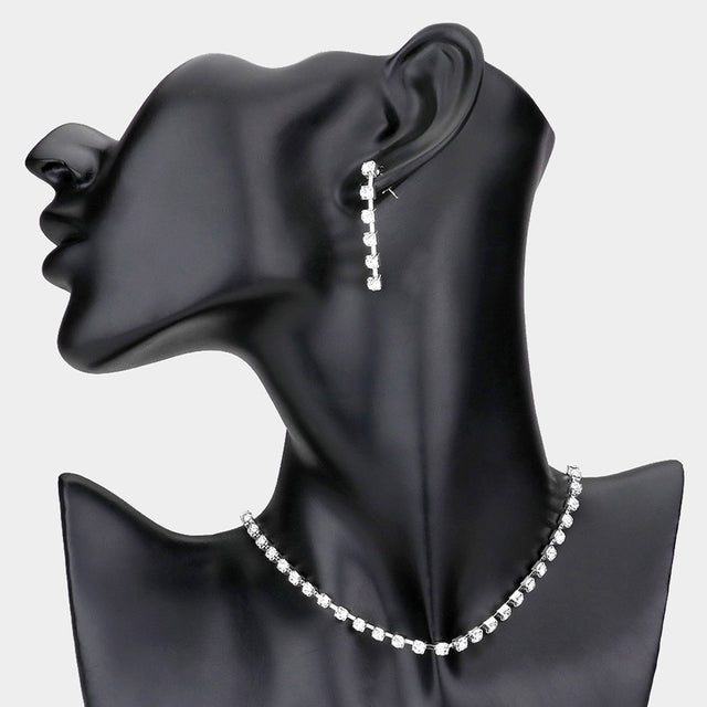 Madeline Love Silver Rhinestone choker necklace - Necklaces