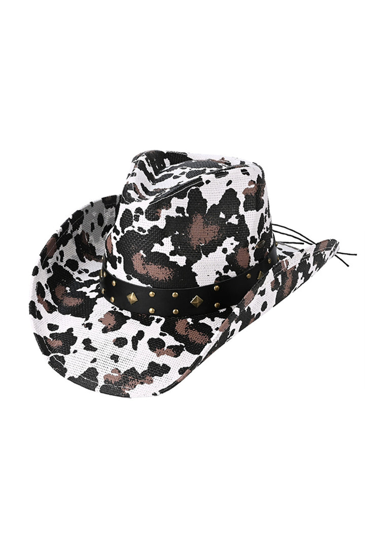 Cowprint C.C Cow Print Cowboy Hat is perfect for adding a touch of country charm to any outfit. Made with quality materials, it features a unique cow print design that is sure to stand out. Stay stylish while protecting your face from the sun with this must-have accessory.