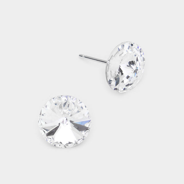 Madeline Love Clear 10mm Round Crystal Stud Earrings