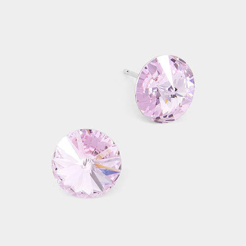 10mm Round Crystal Stud Earrings - Violet