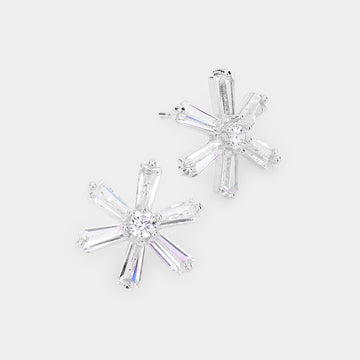 Madeline Love Rhodium Crystal cubic zirconia CZ flower stud earrings