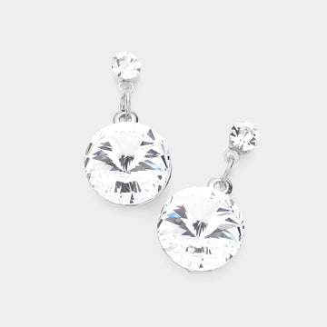 Rhodium Genuine Crystal Drop Earrings