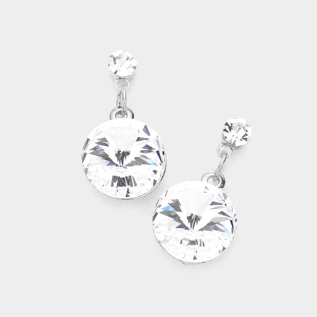 Rhodium Genuine Crystal Drop Earrings